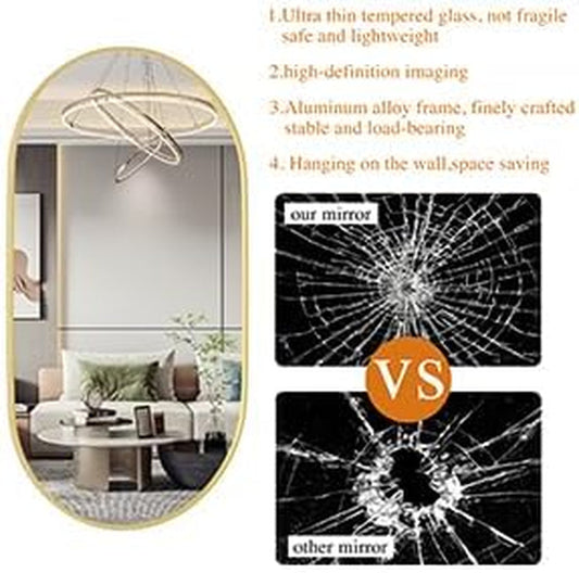 Oval Mirrors,Oval Bathroom Mirrors,20X28 Gold Mirror for Wall,Wall Mirror,Bathroom Mirrors for over Sink(Gold)