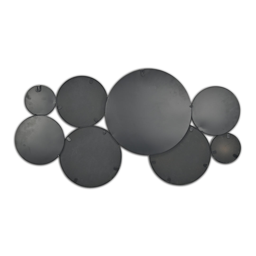 Set Of Eight Black Metal Round Cojoined Accent Mirrors