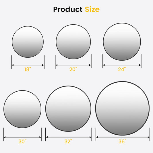 Round Mirror, 32 Inch Circle Mirror, Black Metal Frame round Mirrors for Wall, Bathroom Mirrors for Wall Decor, Wall Mirrors for Entryway, Living Room, Dining Room, Easy to Install